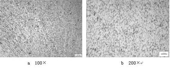 ML16CrSiNi長(zhǎng)托板螺母未熱處理的金相組織，可見(jiàn)變形痕跡