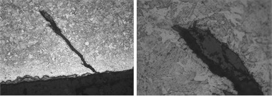 折疊裂紋形態 折疊裂紋尾部形態 400×