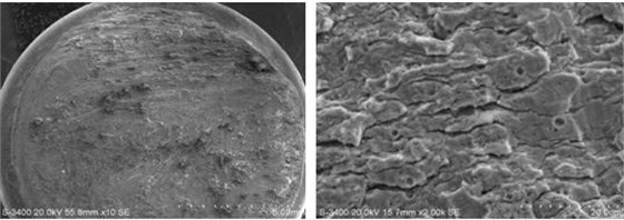 圖11-66 二號樣斷面宏觀形貌圖11-67二號樣斷面擴展區微觀形貌