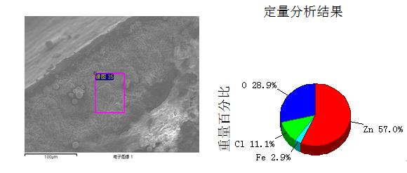 圖13-4 A區斷面形貌及能譜分析