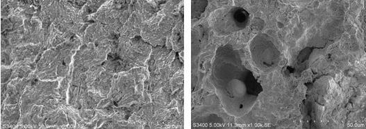 圖11-41 擴展區解理形貌 圖11-42 中心區域孔洞