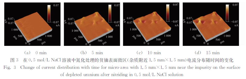 在０．５ｍｏｌ／ＬＮａＣｌ溶液中氮化處理的貧鈾表面微區